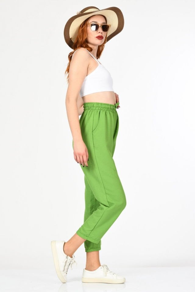 Bebe Plus Lastikli Salaş Pantolon  - Yeşil