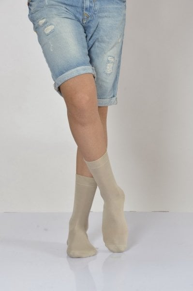 Erkek Düz Tek Renk Modal  Soket Çorabı  - Bej 3\\\'lü Paket