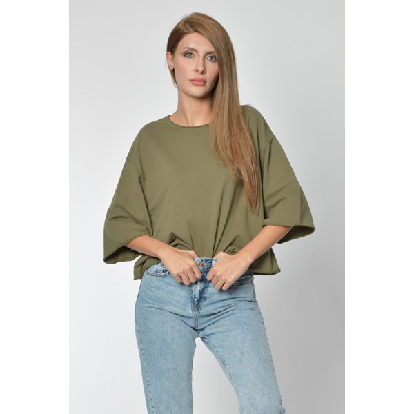 Zegy Yuvarlak Yaka Sweatshirt - Haki