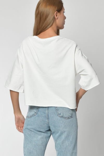 Zegy Yuvarlak Yaka Sweatshirt - Beyaz