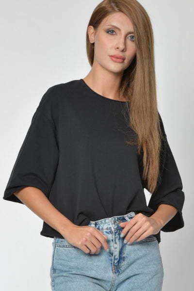 Zegy Yuvarlak Yaka Sweatshirt - Siyah