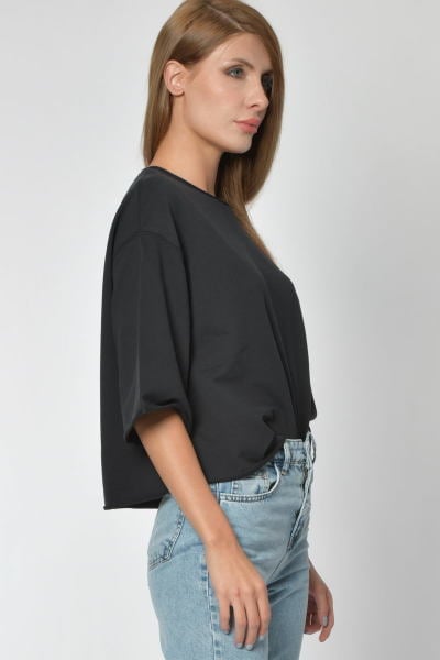 Zegy Yuvarlak Yaka Sweatshirt - Siyah