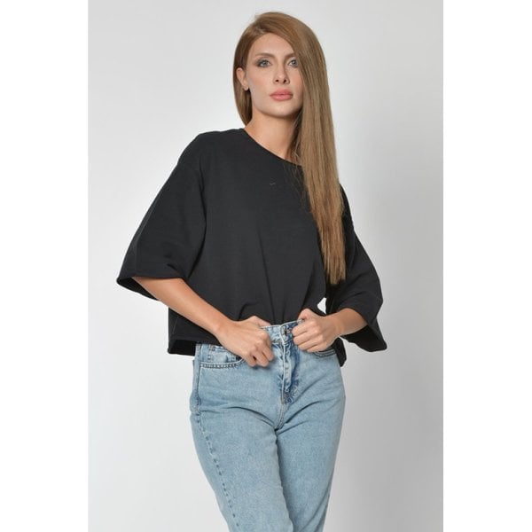 Zegy Yuvarlak Yaka Sweatshirt - Siyah