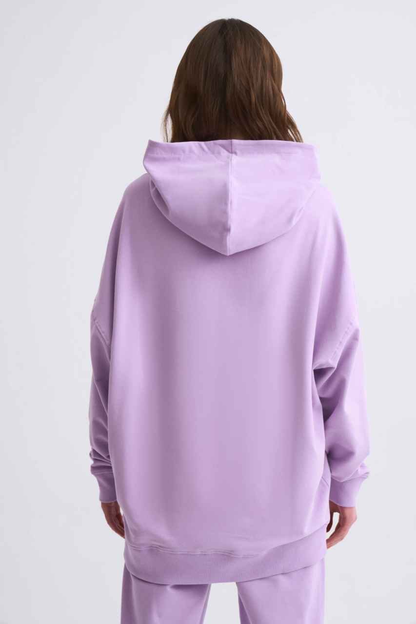 Organik Kapüşonlu Cepli Uzun Kollu Kadın Sweatshirt - Lila Lila - M