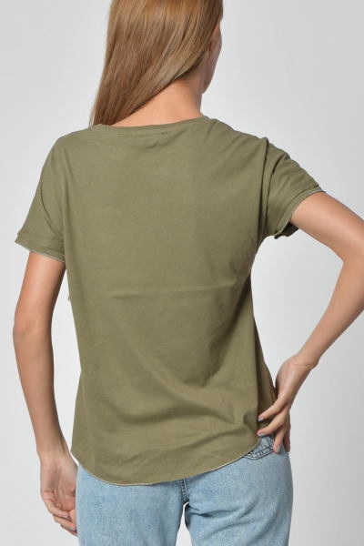 Zegy Kol ve Eteği Sim Detaylı Tişört - Haki