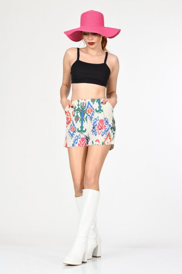 Miss Poem Piliseli Çift Cepli Yazlık Şort  - Naturel