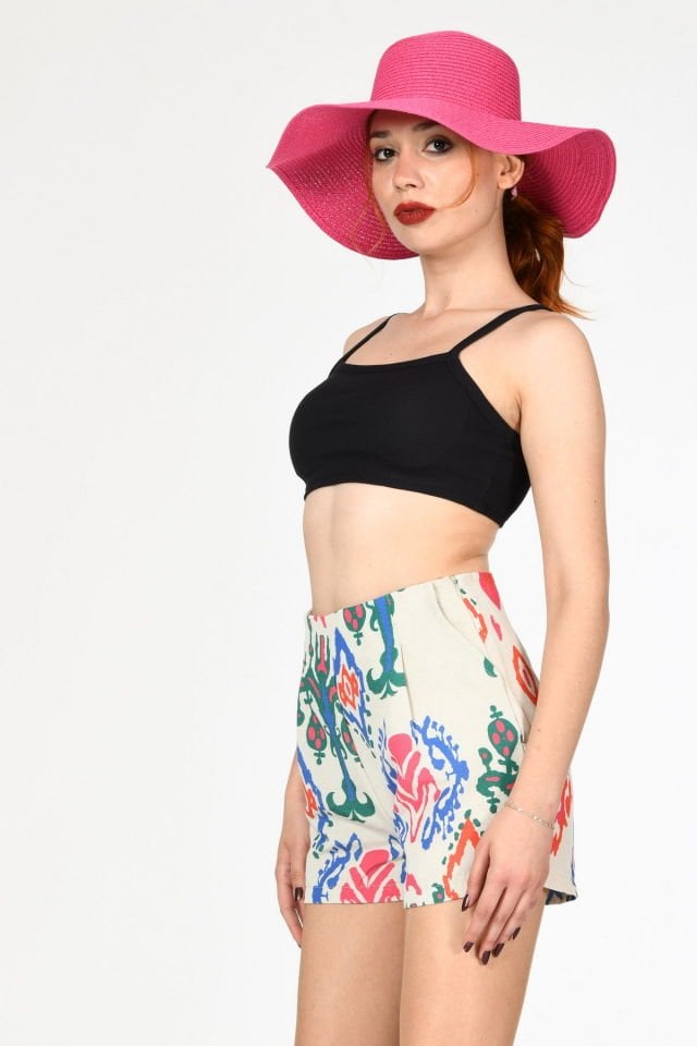 Miss Poem Piliseli Çift Cepli Yazlık Şort  - Naturel