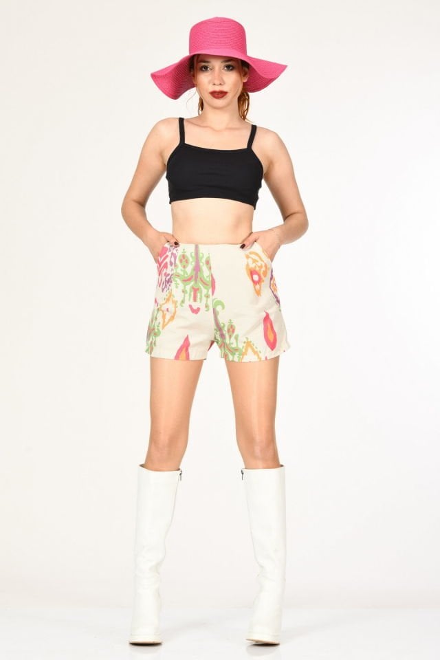 Miss Poem Piliseli Çift Cepli Yazlık Şort  - Naturel