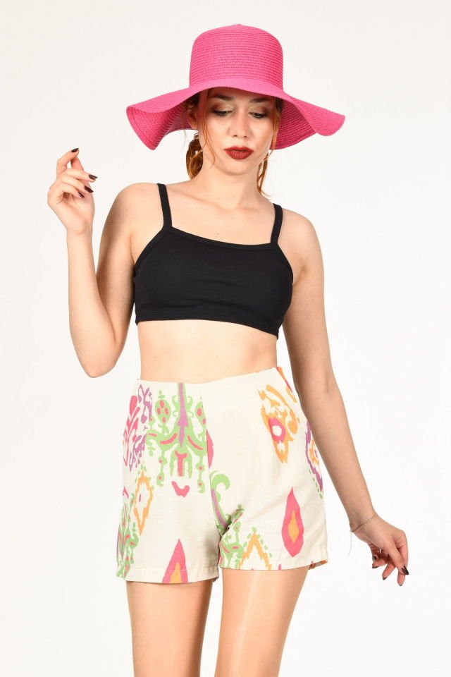 Miss Poem Piliseli Çift Cepli Yazlık Şort  - Naturel