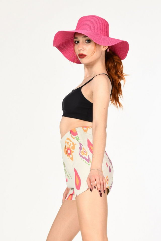 Miss Poem Piliseli Çift Cepli Yazlık Şort  - Naturel