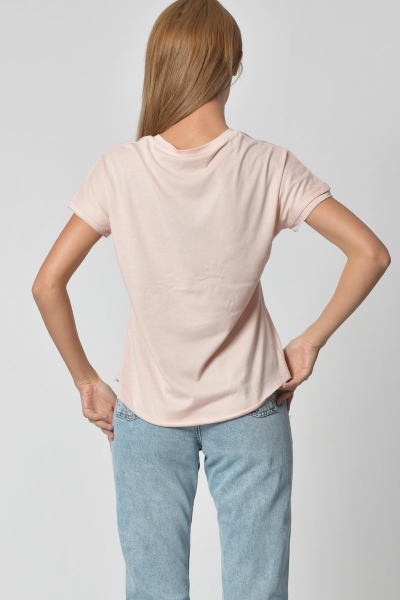 Zegy Kol ve Eteği Sim Detaylı Tişört - Pembe