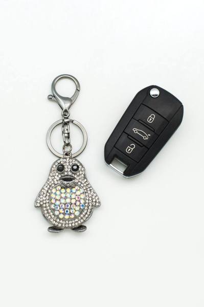 Penguen Figürlü Taşlı Anahtarlık