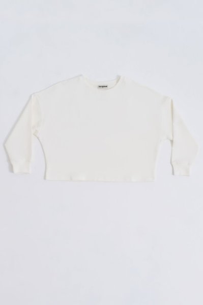 Organik Uzun Kollu Kadın Crop Sweatshirt - Ekru Ekru - XL