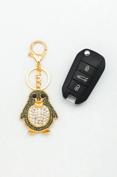 Penguen Figürlü Taşlı Anahtarlık