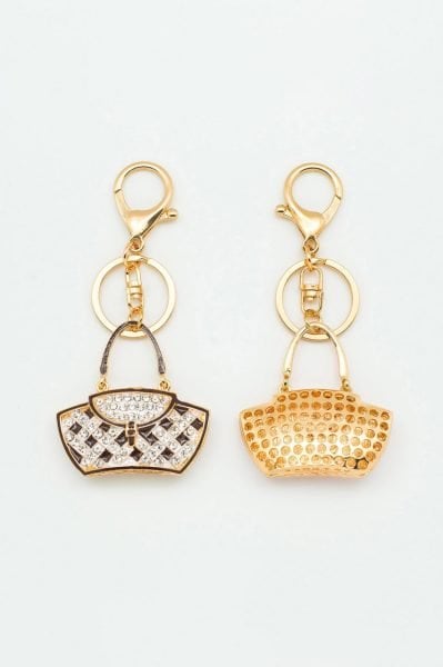 Kadın Çantası Figürlü Taşlı Anahtarlık