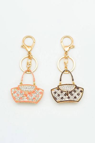 Kadın Çantası Figürlü Taşlı Anahtarlık