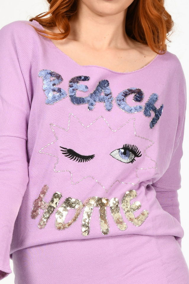 Cotton Candy Pul Baskılı Elbise - Lila