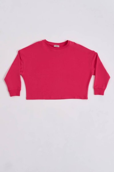 Organik Uzun Kollu Kadın Crop Sweatshirt - Pembe Pembe - M