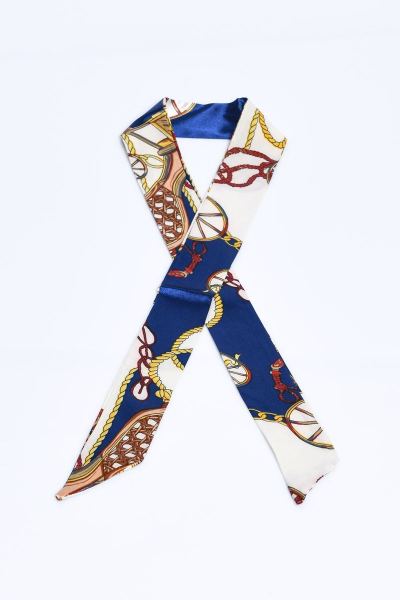 Desenli Dar Fular & Çanta Aksesuarı