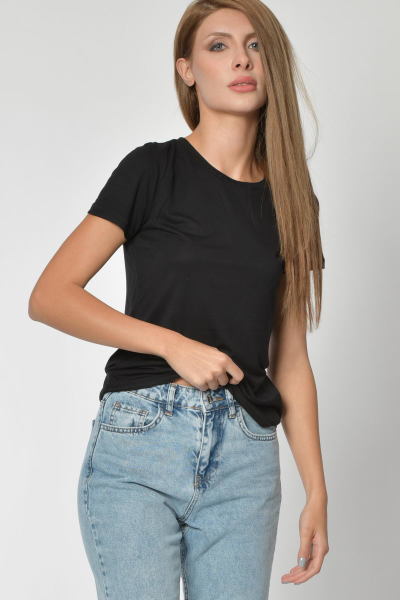 Zegy Bisiklet Yaka Basic Tişört - Siyah