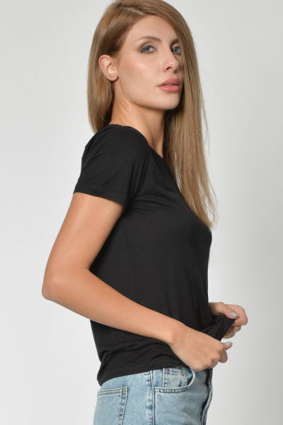 Zegy Bisiklet Yaka Basic Tişört - Siyah