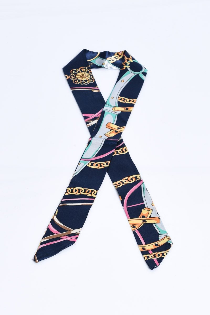 Desenli Dar Fular & Çanta Aksesuarı