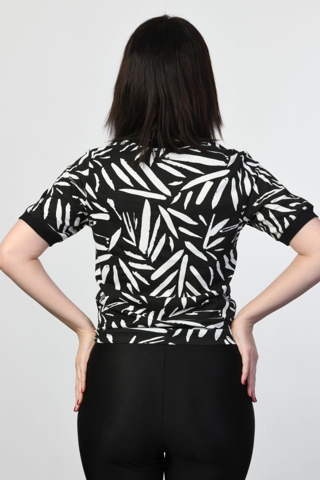 ZEGY Desenli Kadın Tişört  - Siyah