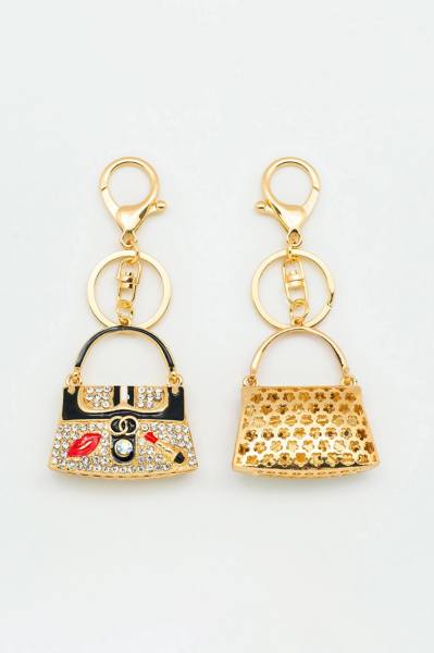 Kadın Çantası Figürlü Taşlı Anahtarlık