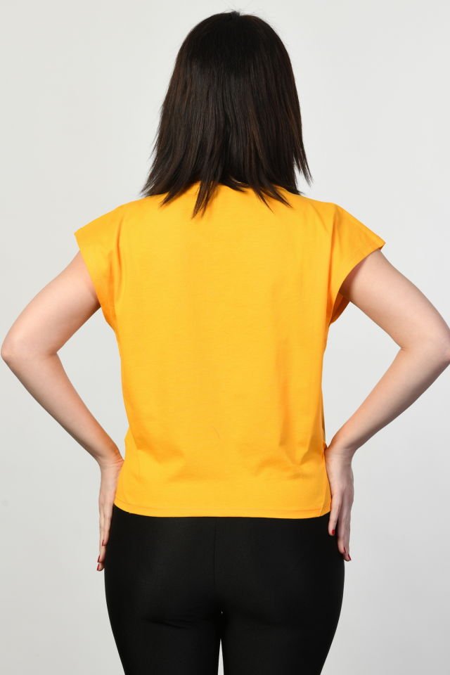 ZEGY Omzu Geniş Kadın Tişört  - Sarı