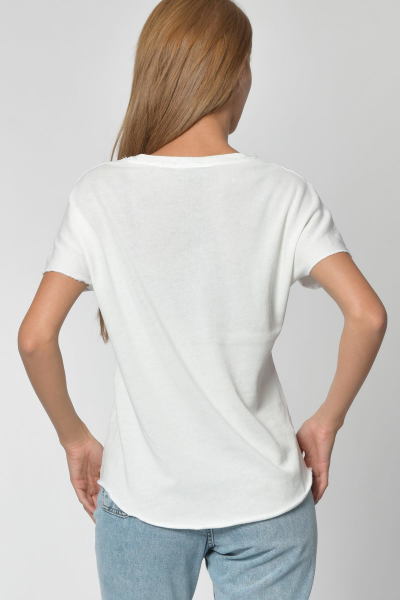 Zegy Yuvarlak Yaka Kısa Kol Tişört - Beyaz