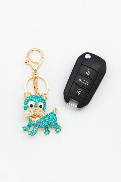 Kedi Figürlü Taşlı Anahtarlık