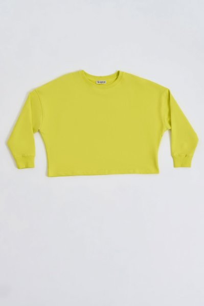 Organik Uzun Kollu Kadın Crop Sweatshirt - Sarı Sarı - XS