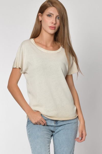 Zegy Yuvarlak Yaka Kısa Kol Tişört - Toprak