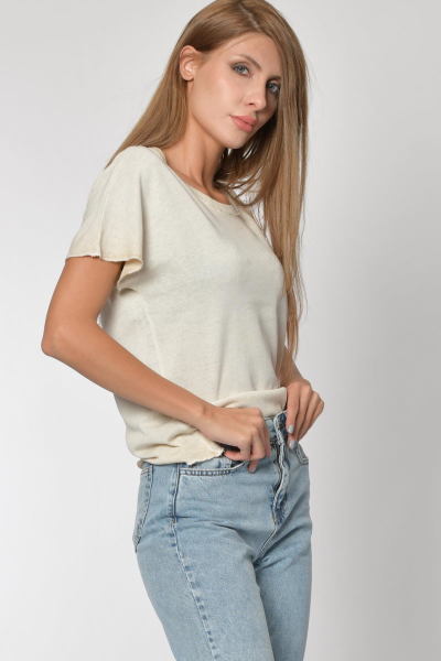 Zegy Yuvarlak Yaka Kısa Kol Tişört - Toprak