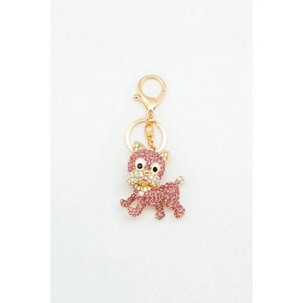 Kedi Figürlü Taşlı Anahtarlık