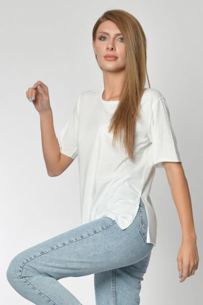 Zegy Yuvarlak Yaka Tişört - Beyaz