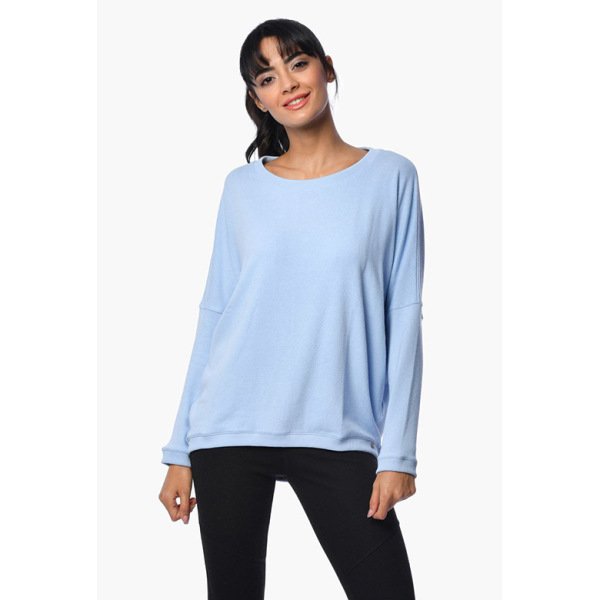 Cotton Candy Geniş Kesim Uzun Kollu Kadın Sweatshirt - Mavi