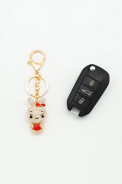 Tavşan Figürlü Taşlı Anahtarlık