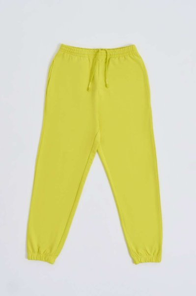 Organik Cepli Erkek Eşofman Altı  - Sarı Sarı - XXL