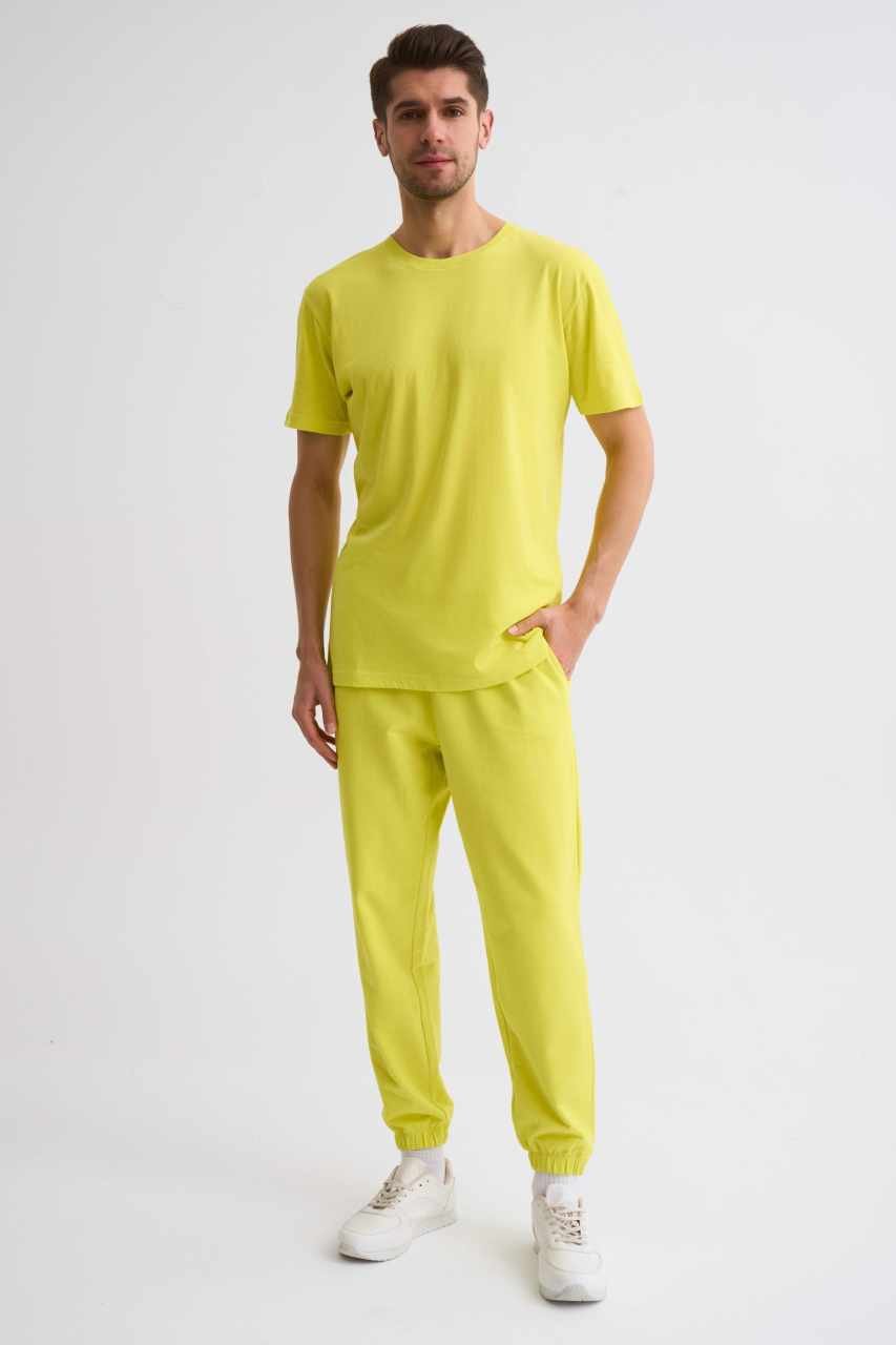 Organik Cepli Erkek Eşofman Altı  - Sarı Sarı - XXL