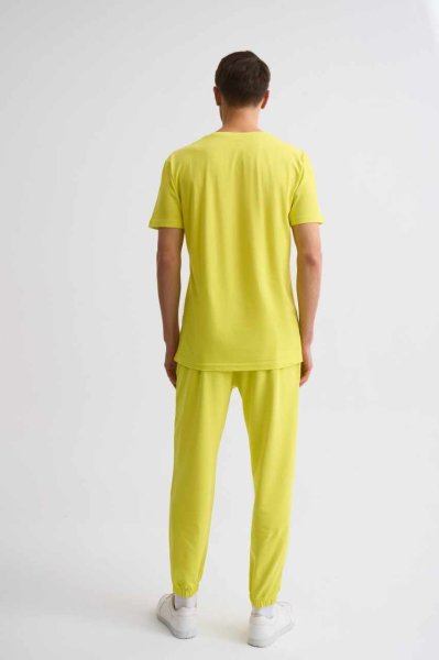 Organik Cepli Erkek Eşofman Altı  - Sarı Sarı - XXL