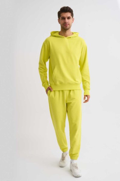 Organik Cepli Erkek Eşofman Altı  - Sarı Sarı - XXL