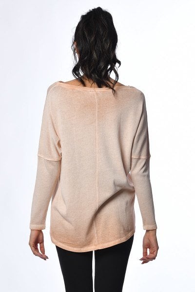 Cotton Candy Baskılı Uzun Kollu Kadın T-Shirt - Turuncu