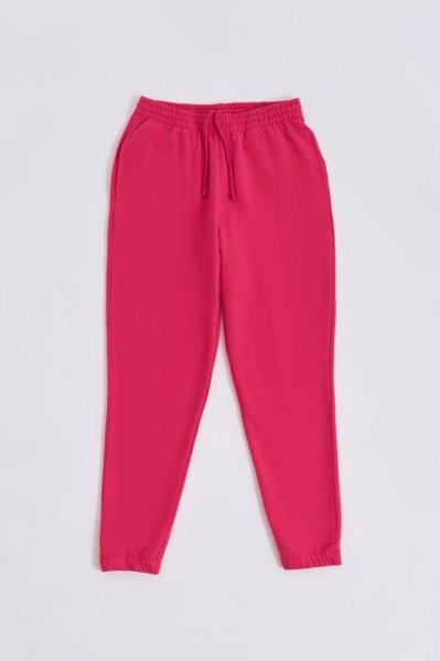 Organik Cepli Regular Fit Bağcıklı Kadın Eşofman Altı - Pembe Pembe - L