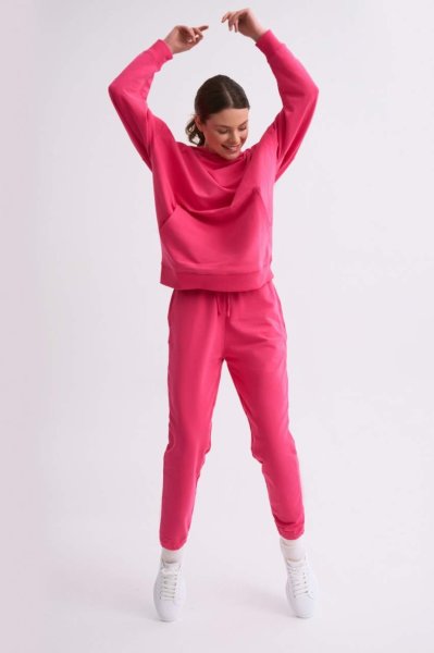 Organik Cepli Regular Fit Bağcıklı Kadın Eşofman Altı - Pembe Pembe - XL