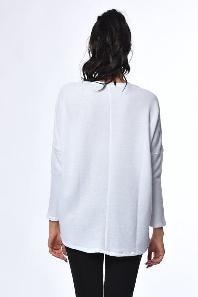 Cotton Candy Sim Baskılı Yarasa Kol Kadın Sweatshirt - Beyaz