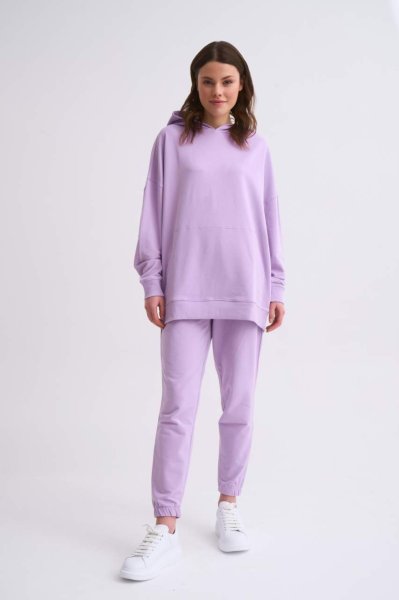 Organik Cepli Regular Fit Bağcıklı Kadın Eşofman Altı - Lila Lila - L