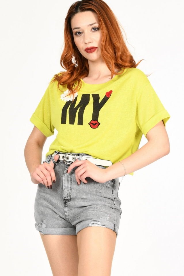 WhatsUp Duble Paça Yüksek Bel Denim Şort  - Gri