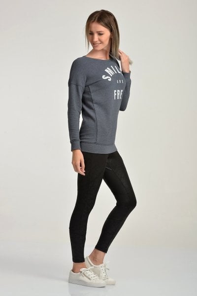 Cotton Candy Smiles are Free Baskılı Kadın Sweatshirt - Mıdnıght