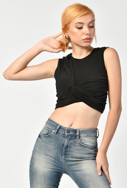 Fame Drapeli Bluz  - Siyah